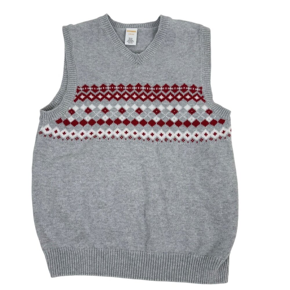 Gymboree Boys Argyle Sweater Vest Gray/Red Size L